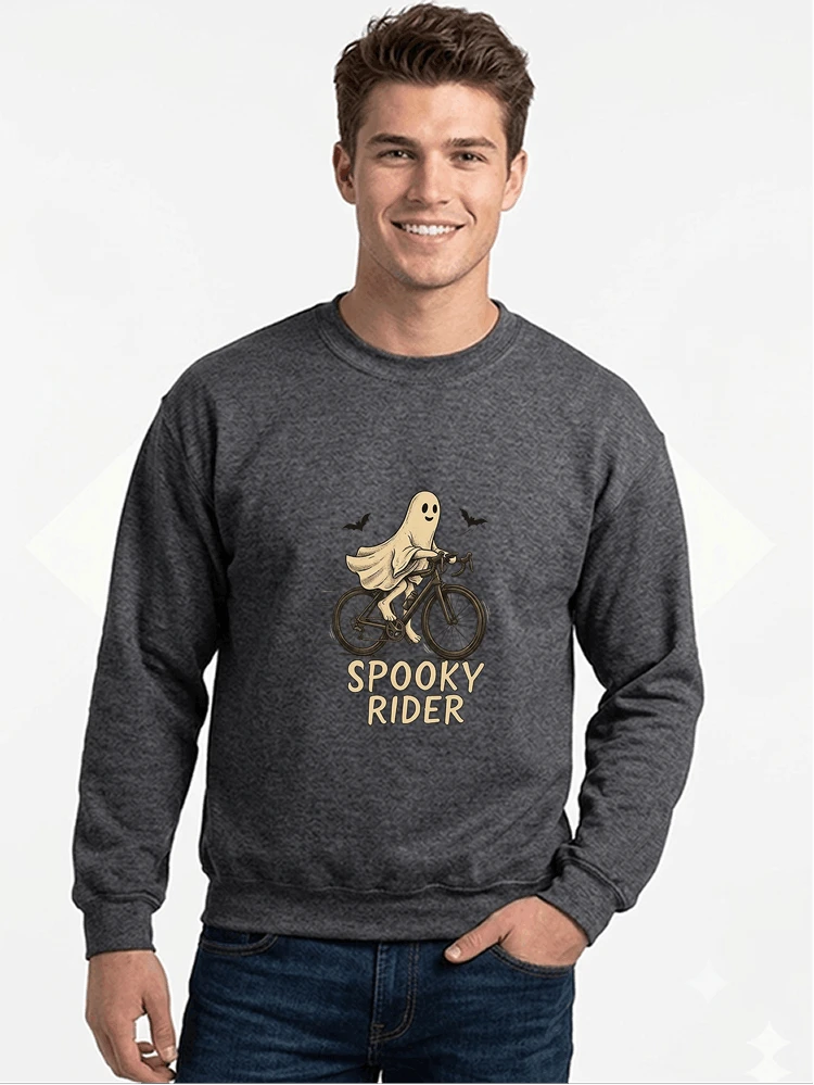 rennrad shirt spooky rider fahrrad t shirt halloween sweatshirt mit rundhalsausschnitt anthracite melange