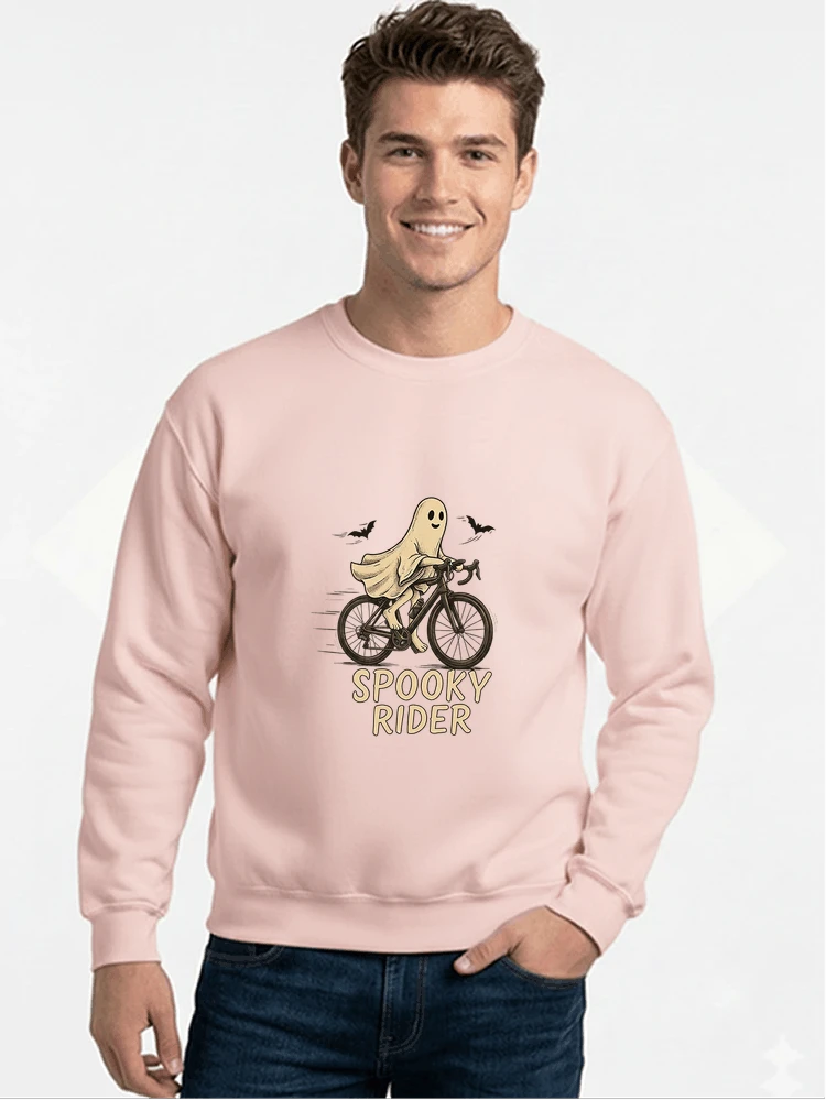 rennrad shirt spooky rider fahrrad t shirt halloween sweatshirt mit rundhalsausschnitt light pink