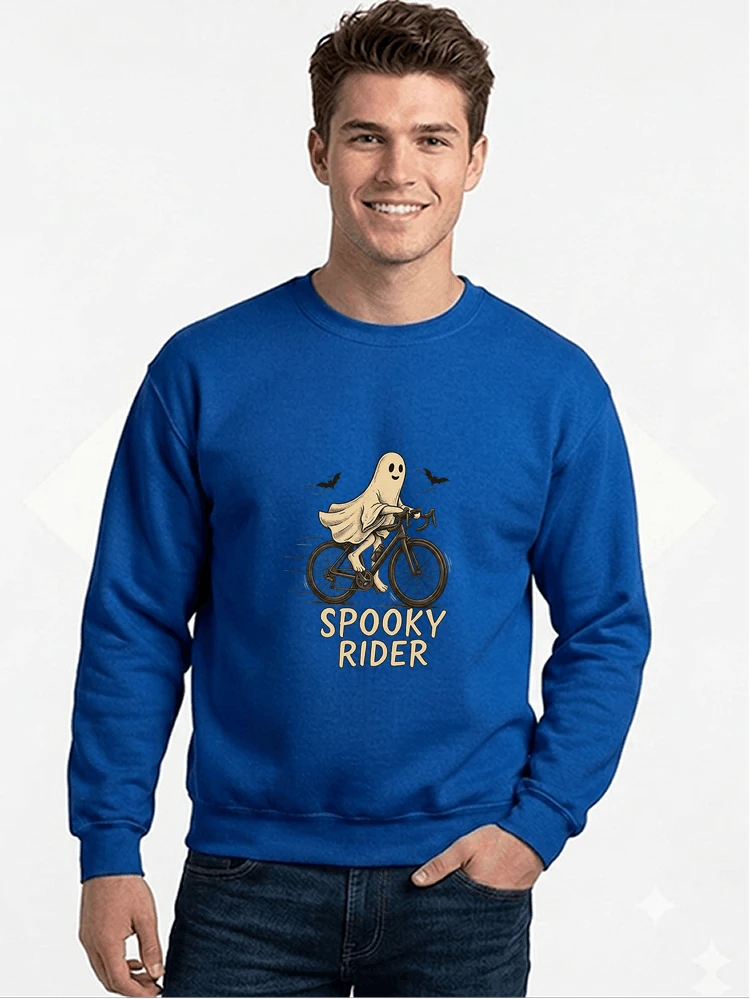 rennrad shirt spooky rider fahrrad t shirt halloween sweatshirt mit rundhalsausschnitt royal blue