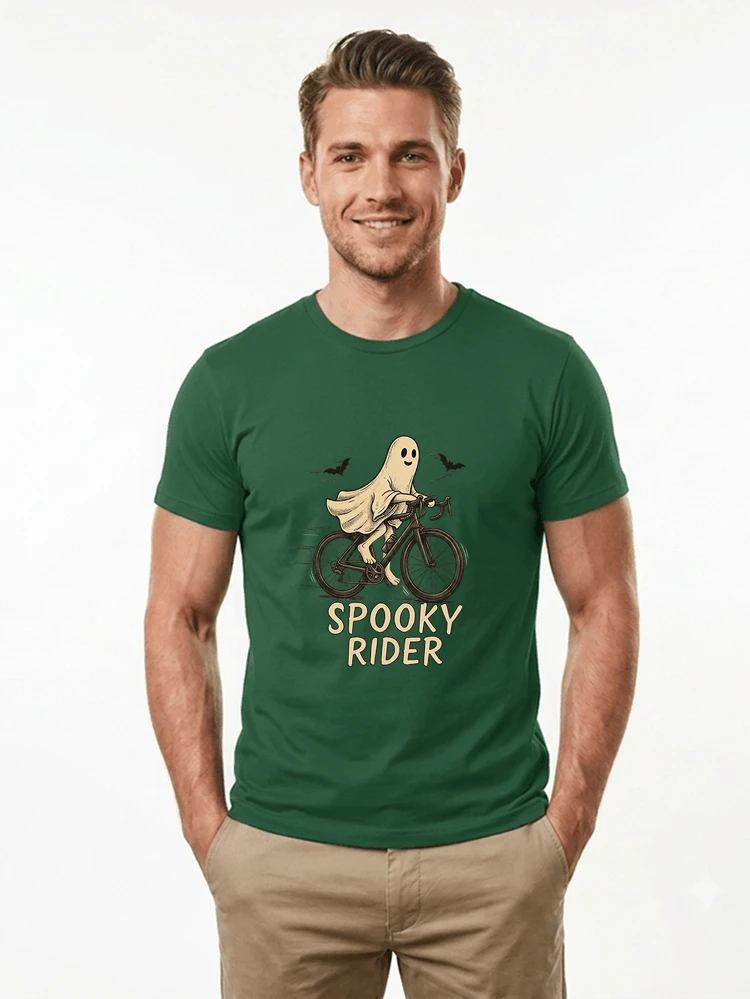 rennrad shirt spooky rider fahrrad t shirt halloween t shirt forest green