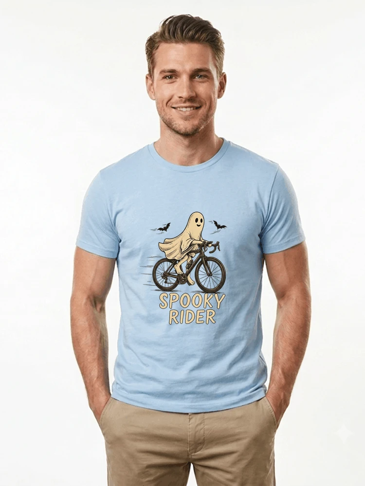 rennrad shirt spooky rider fahrrad t shirt halloween t shirt light blue