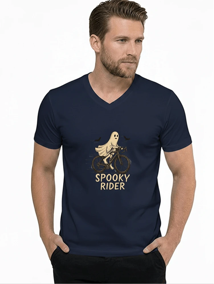 rennrad shirt spooky rider fahrrad t shirt halloween t shirt mit v ausschnitt navy