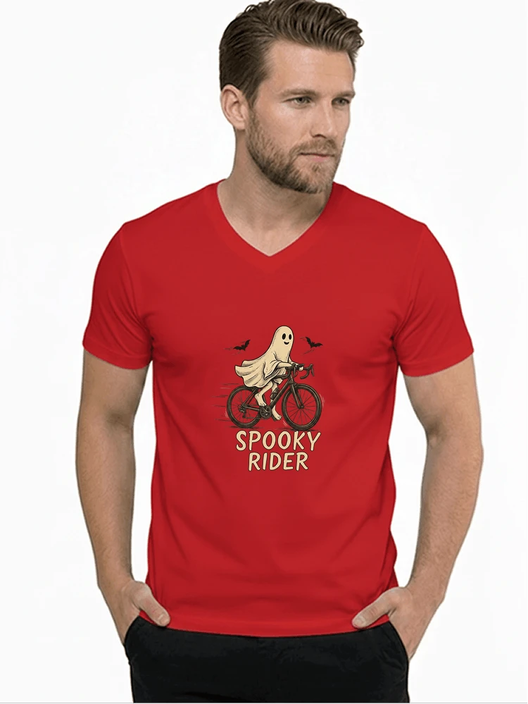 rennrad shirt spooky rider fahrrad t shirt halloween t shirt mit v ausschnitt red