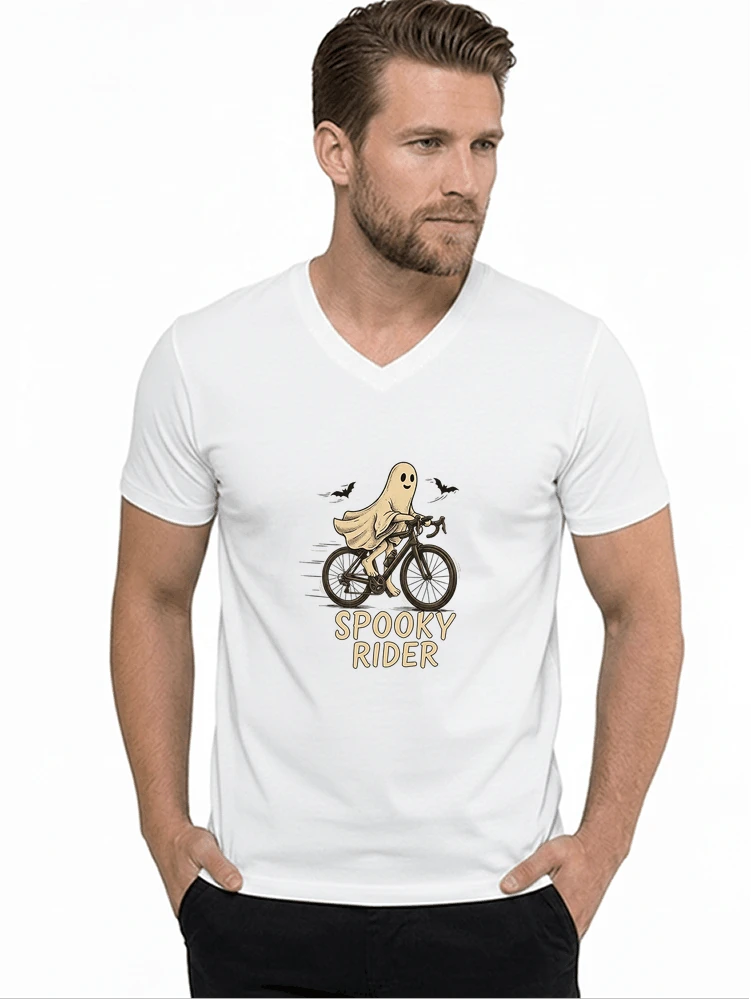 rennrad shirt spooky rider fahrrad t shirt halloween t shirt mit v ausschnitt white