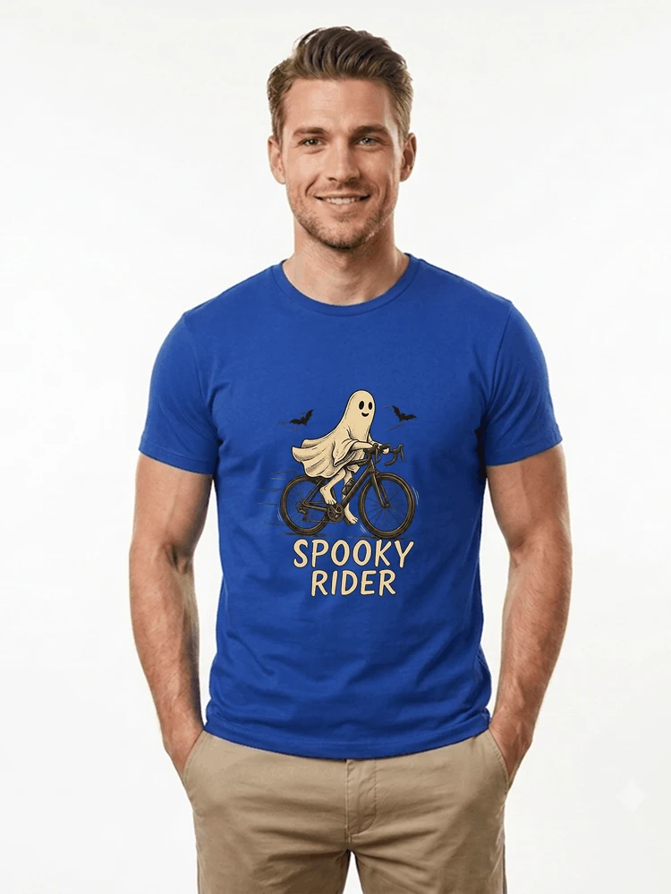 rennrad shirt spooky rider fahrrad t shirt halloween t shirt royal blue