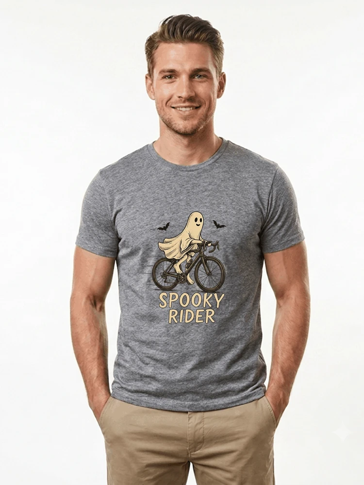 rennrad shirt spooky rider fahrrad t shirt halloween t shirt sport grey