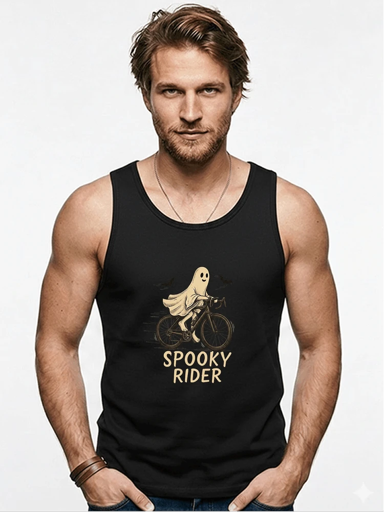 rennrad shirt spooky rider fahrrad t shirt halloween tanktop black