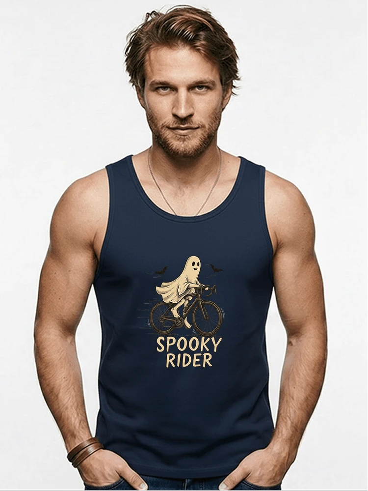 rennrad shirt spooky rider fahrrad t shirt halloween tanktop navy