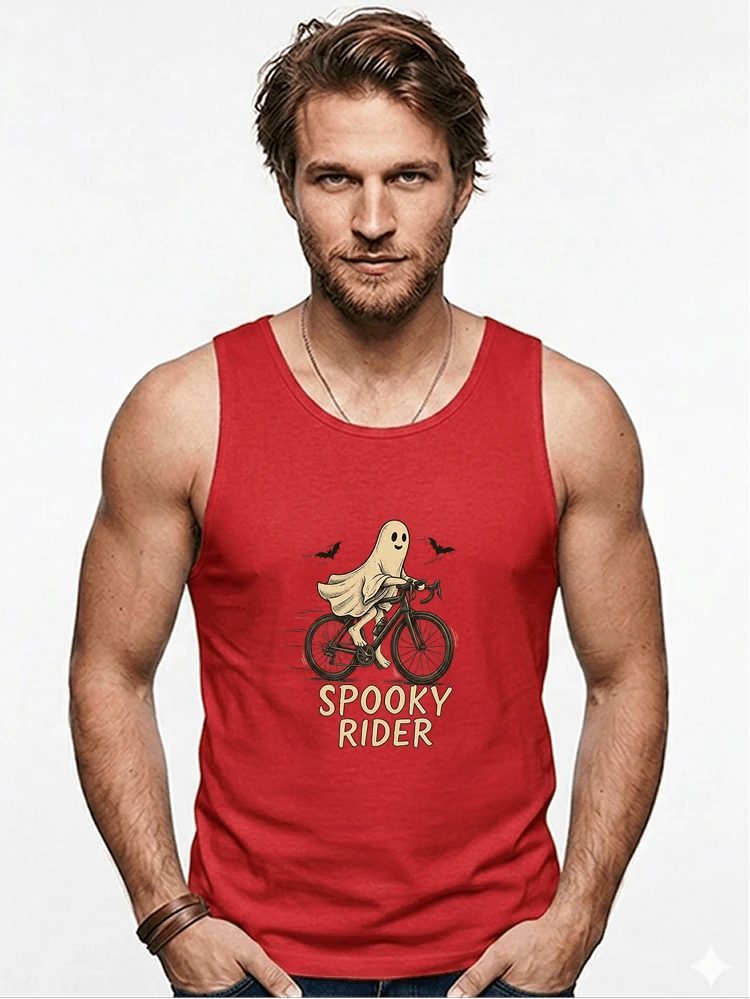 rennrad shirt spooky rider fahrrad t shirt halloween tanktop red