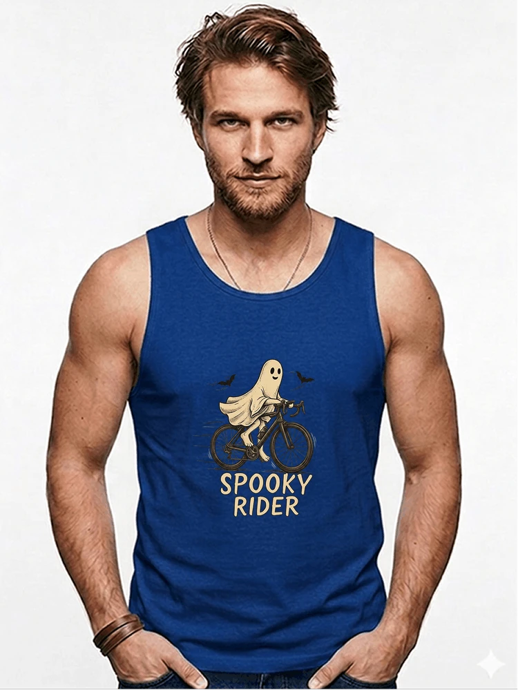 rennrad shirt spooky rider fahrrad t shirt halloween tanktop royal blue