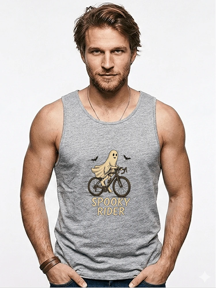 rennrad shirt spooky rider fahrrad t shirt halloween tanktop sport grey