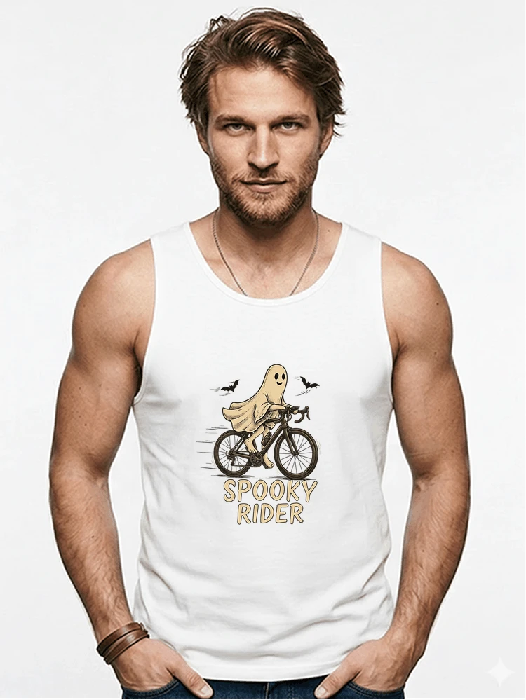rennrad shirt spooky rider fahrrad t shirt halloween tanktop white