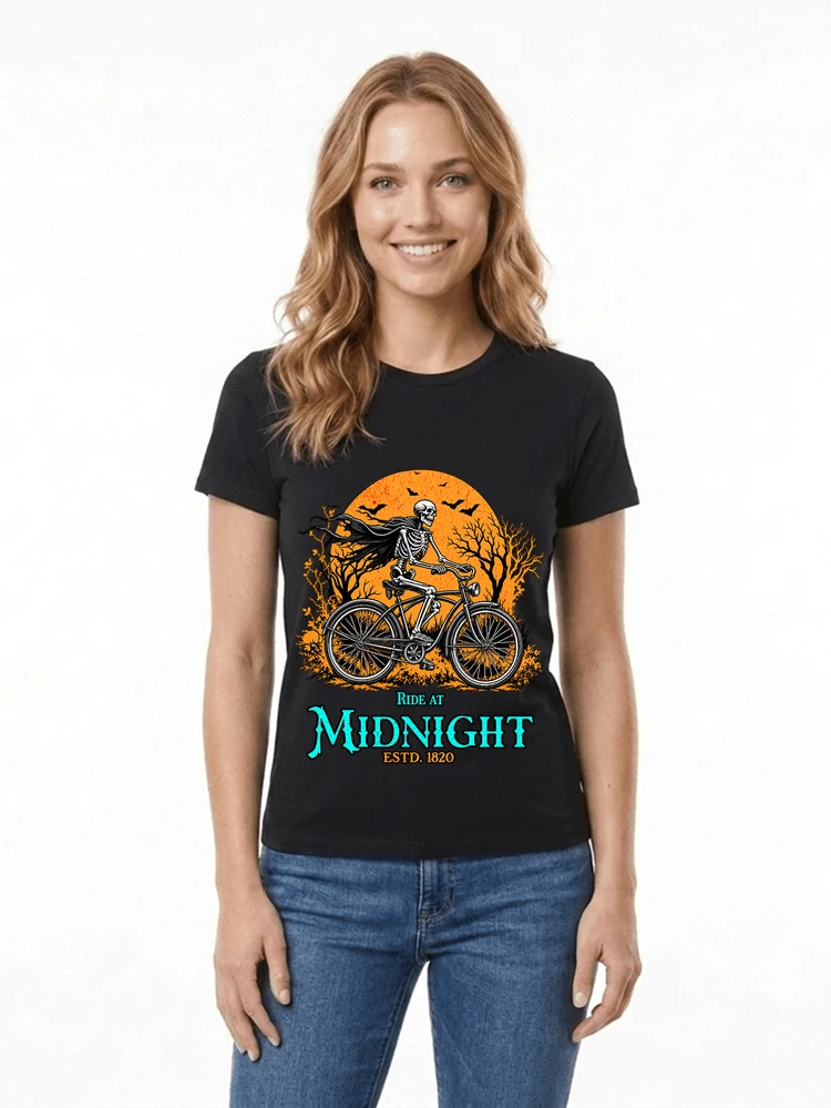 skelett fahrrad t shirt halloween radfahrer shirt damen t shirt black