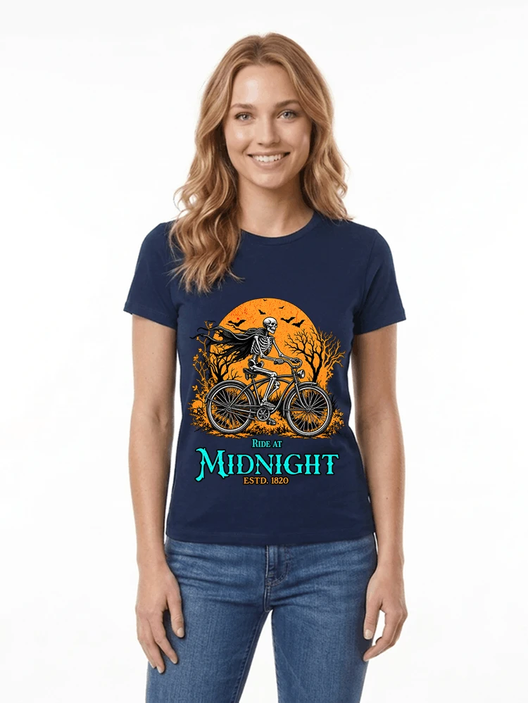 skelett fahrrad t shirt halloween radfahrer shirt damen t shirt navy