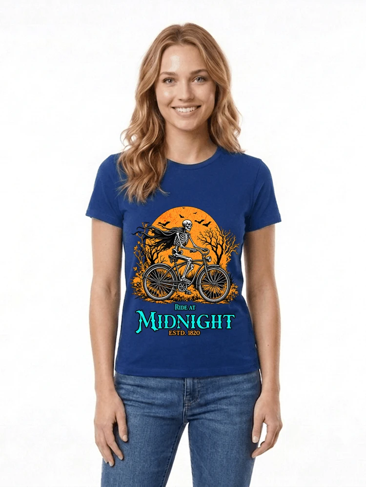 skelett fahrrad t shirt halloween radfahrer shirt damen t shirt royal blue