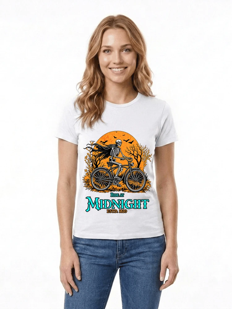 skelett fahrrad t shirt halloween radfahrer shirt damen t shirt white