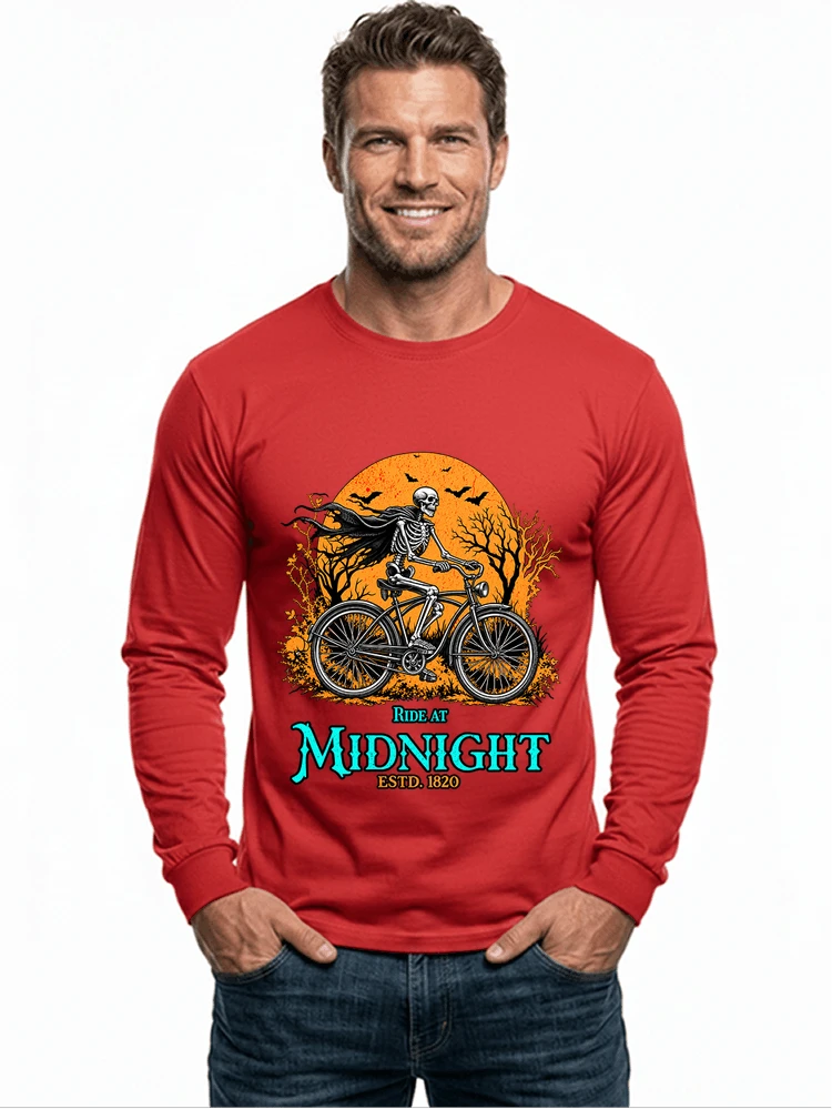 skelett fahrrad t shirt halloween radfahrer shirt langarmshirt red