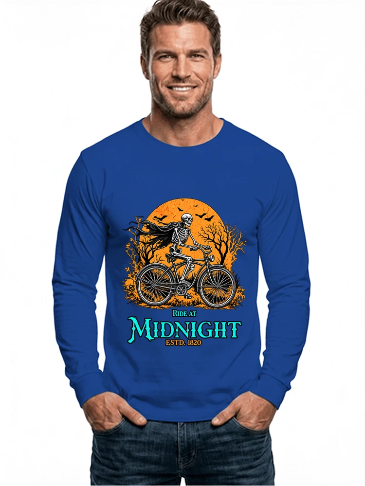 skelett fahrrad t shirt halloween radfahrer shirt langarmshirt royal blue