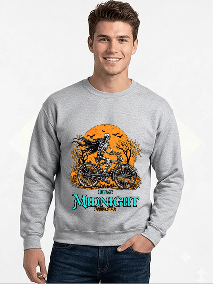 skelett fahrrad t shirt halloween radfahrer shirt sweatshirt mit rundhalsausschnitt sport grey