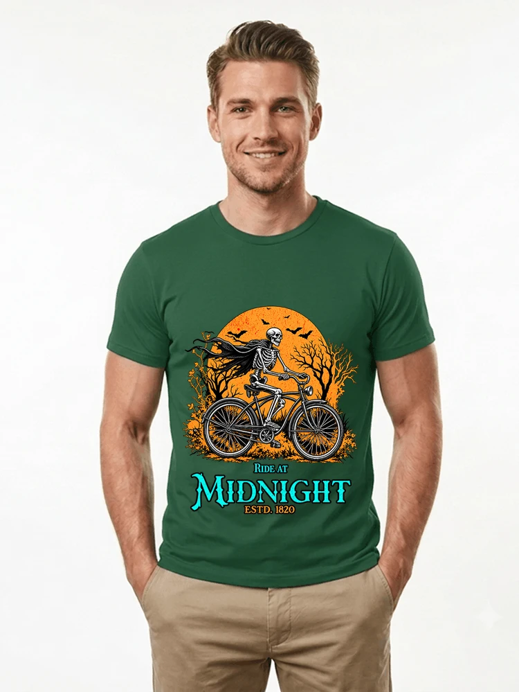 skelett fahrrad t shirt halloween radfahrer shirt t shirt forest green