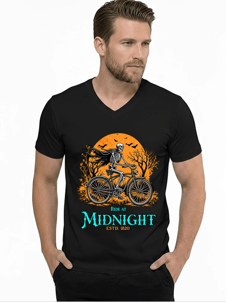 skelett fahrrad t shirt halloween radfahrer shirt t shirt mit v ausschnitt black