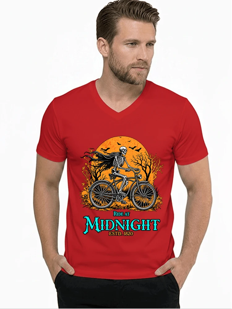 skelett fahrrad t shirt halloween radfahrer shirt t shirt mit v ausschnitt red
