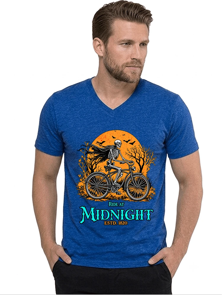 skelett fahrrad t shirt halloween radfahrer shirt t shirt mit v ausschnitt royal blue