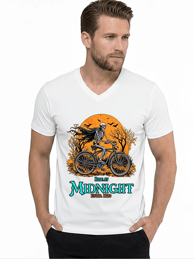 skelett fahrrad t shirt halloween radfahrer shirt t shirt mit v ausschnitt white