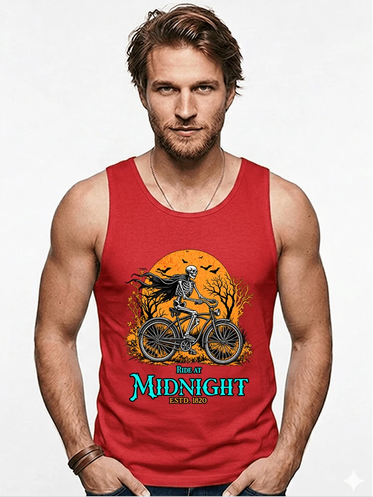skelett fahrrad t shirt halloween radfahrer shirt tanktop red