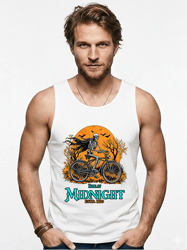 skelett fahrrad t shirt halloween radfahrer shirt tanktop white