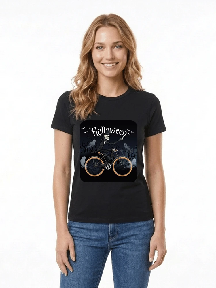 skelett halloween shirt fahrrad t shirt halloween damen t shirt black