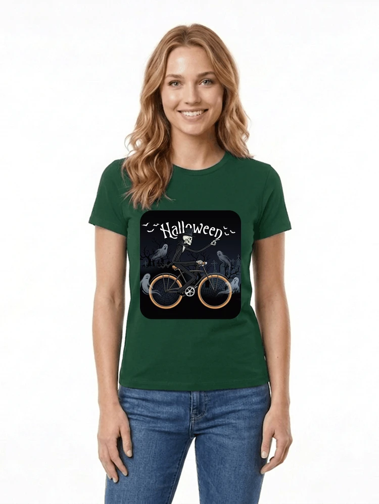 skelett halloween shirt fahrrad t shirt halloween damen t shirt forest green