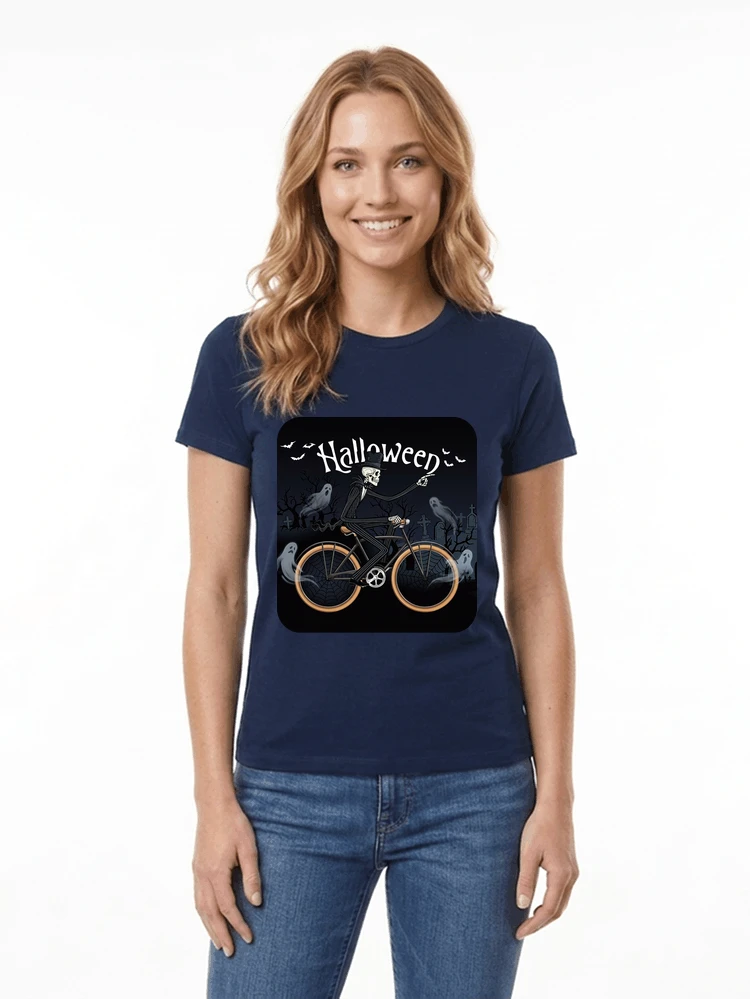 skelett halloween shirt fahrrad t shirt halloween damen t shirt navy