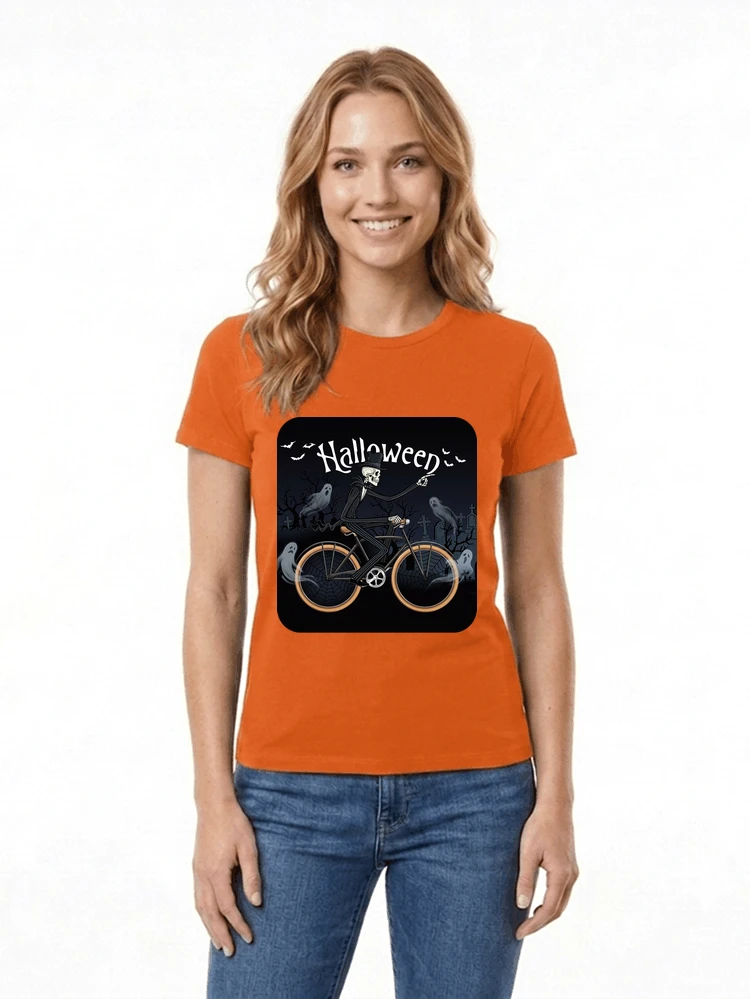 skelett halloween shirt fahrrad t shirt halloween damen t shirt orange