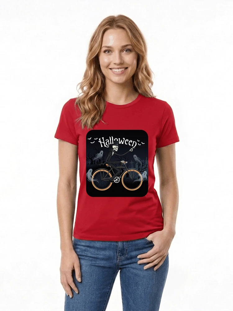 skelett halloween shirt fahrrad t shirt halloween damen t shirt red