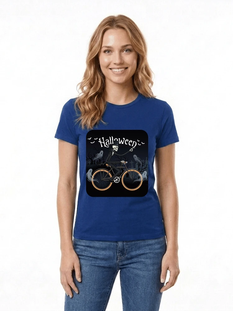 skelett halloween shirt fahrrad t shirt halloween damen t shirt royal blue