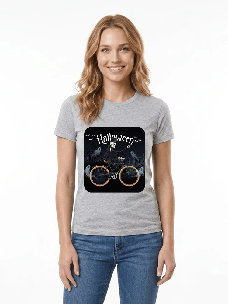 skelett halloween shirt fahrrad t shirt halloween damen t shirt sport grey