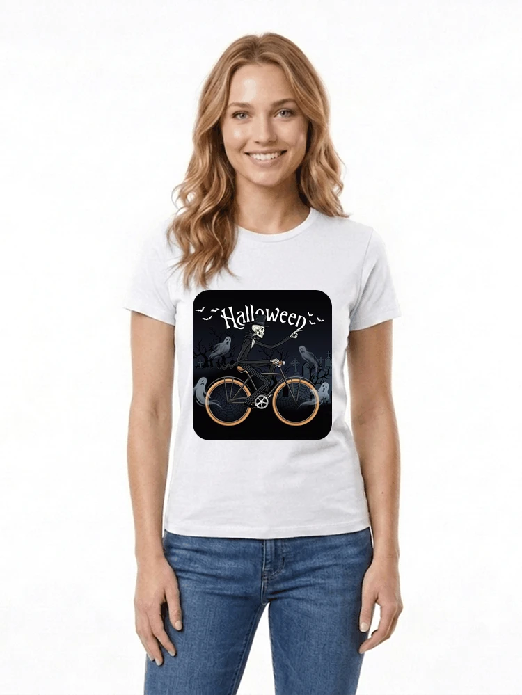 skelett halloween shirt fahrrad t shirt halloween damen t shirt white