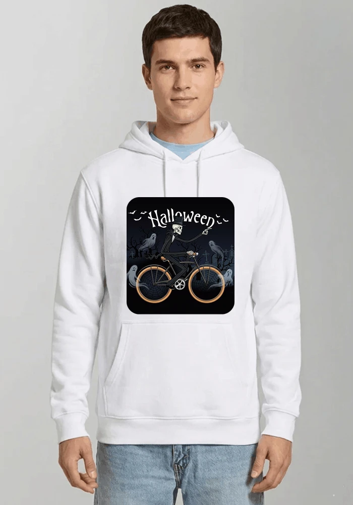 skelett halloween shirt fahrrad t shirt halloween kapuzenpullover white