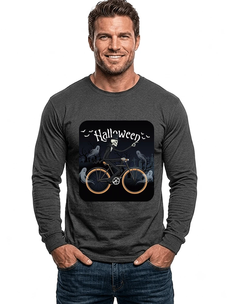 skelett halloween shirt fahrrad t shirt halloween langarmshirt anthracite melange