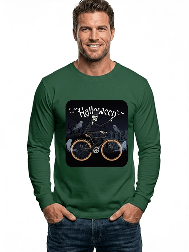 skelett halloween shirt fahrrad t shirt halloween langarmshirt forest green