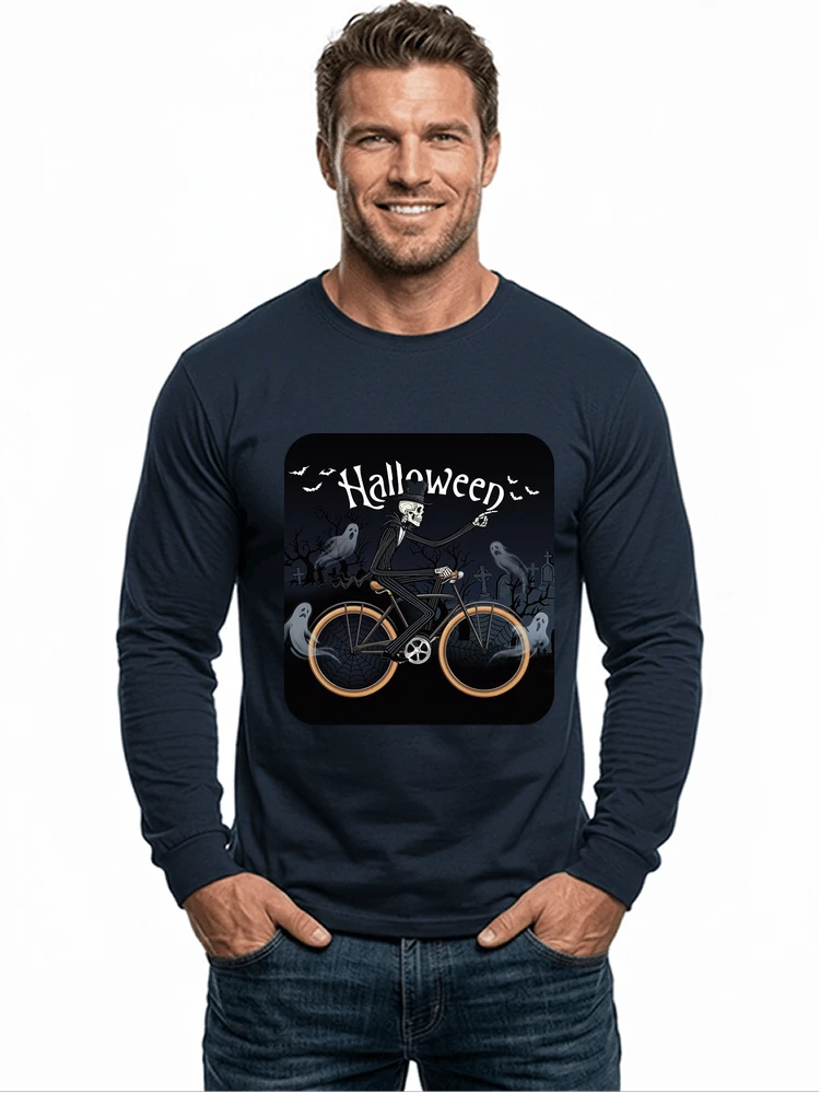 skelett halloween shirt fahrrad t shirt halloween langarmshirt navy
