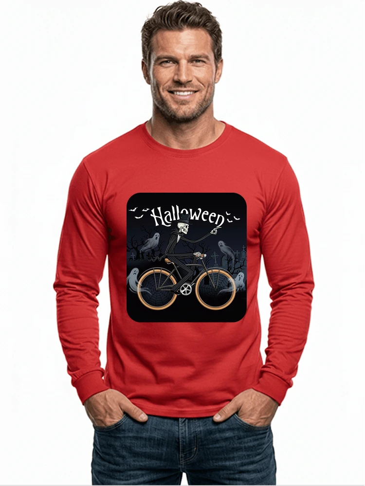 skelett halloween shirt fahrrad t shirt halloween langarmshirt red