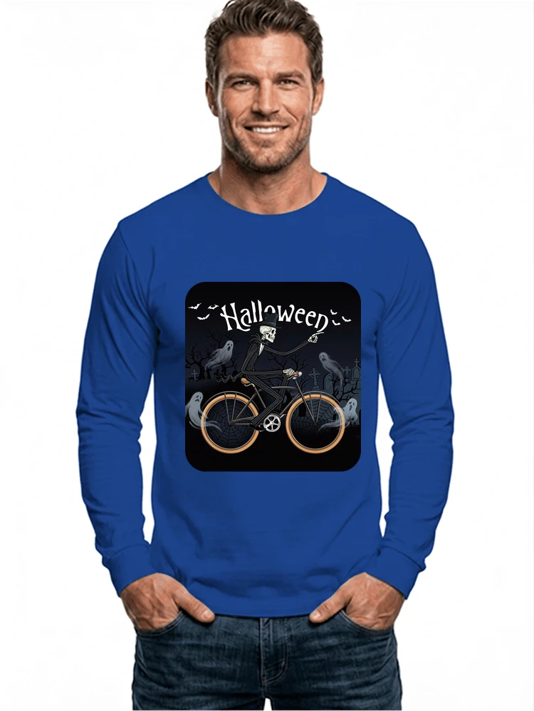 skelett halloween shirt fahrrad t shirt halloween langarmshirt royal blue