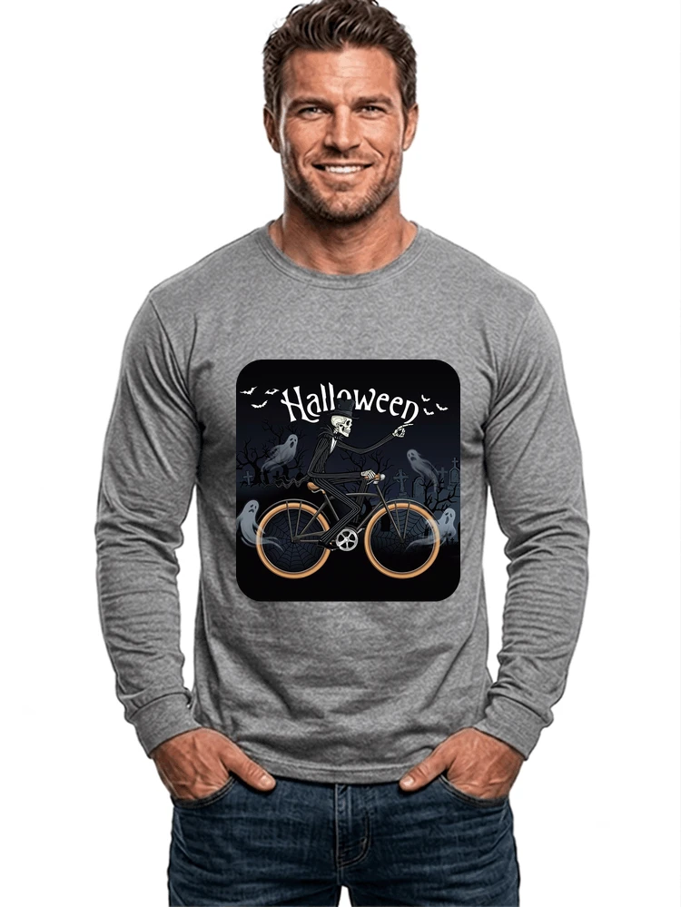 skelett halloween shirt fahrrad t shirt halloween langarmshirt sport grey