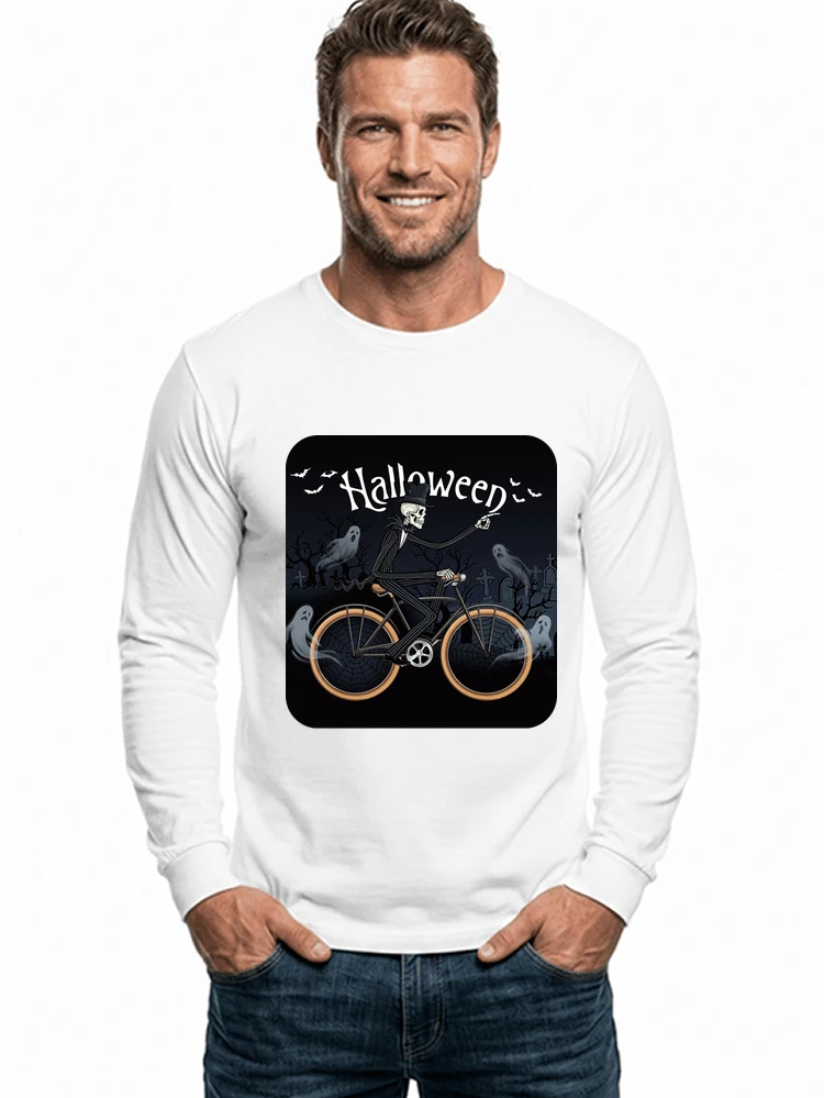 skelett halloween shirt fahrrad t shirt halloween langarmshirt white
