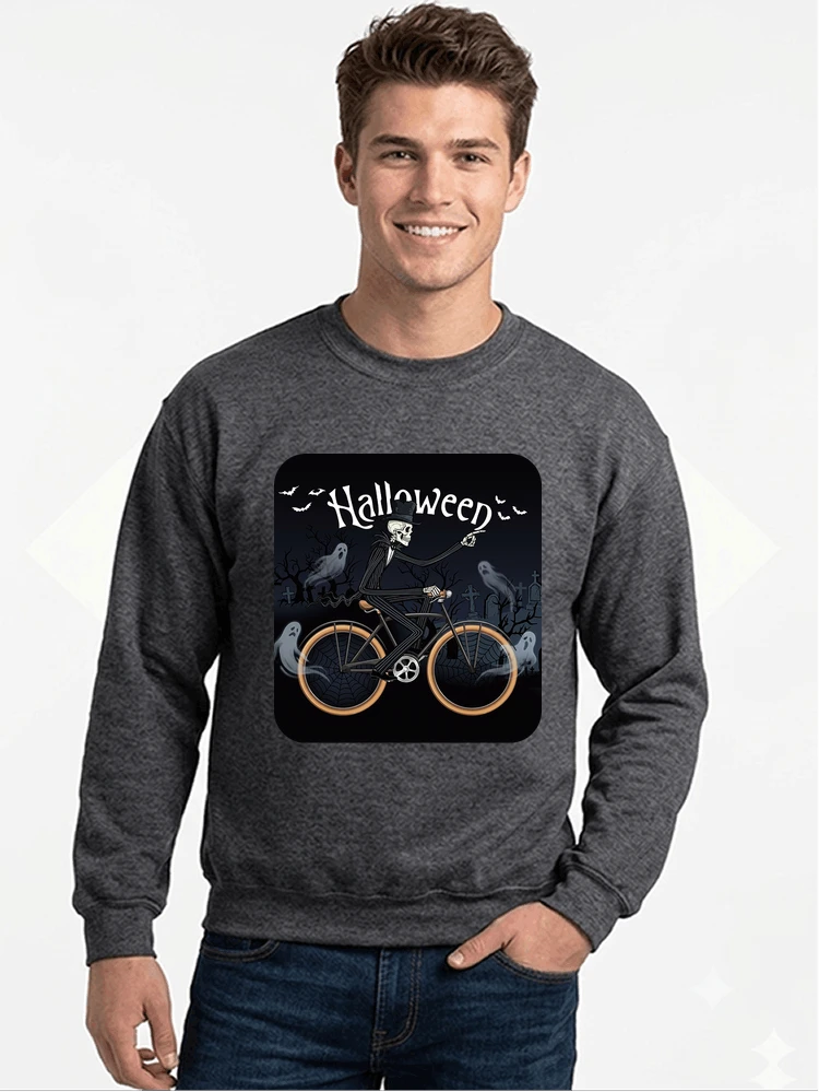 skelett halloween shirt fahrrad t shirt halloween sweatshirt mit rundhalsausschnitt anthracite melange