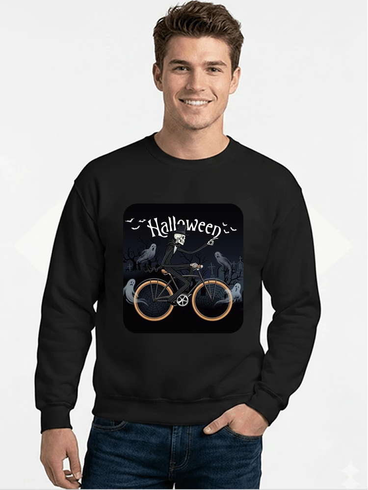 skelett halloween shirt fahrrad t shirt halloween sweatshirt mit rundhalsausschnitt black