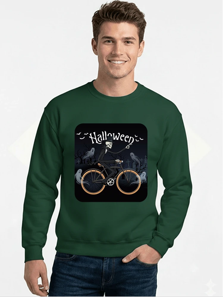 skelett halloween shirt fahrrad t shirt halloween sweatshirt mit rundhalsausschnitt forest green