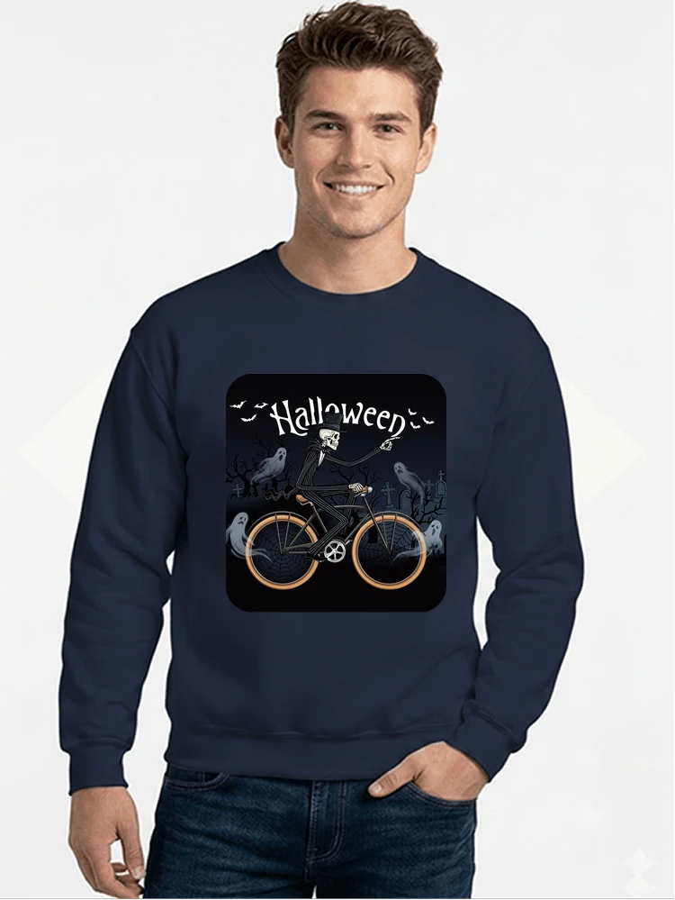 skelett halloween shirt fahrrad t shirt halloween sweatshirt mit rundhalsausschnitt navy